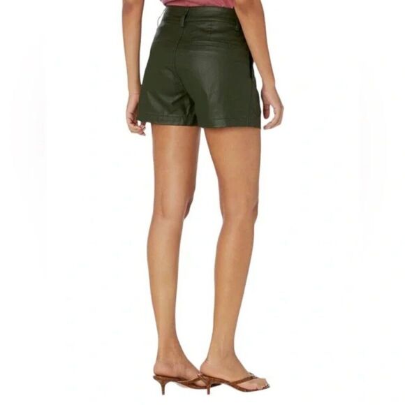 KUT FROM THE KLOTH Willa Coated Pleated Shorts Dark Green size 10 - Picture 3 of 8
